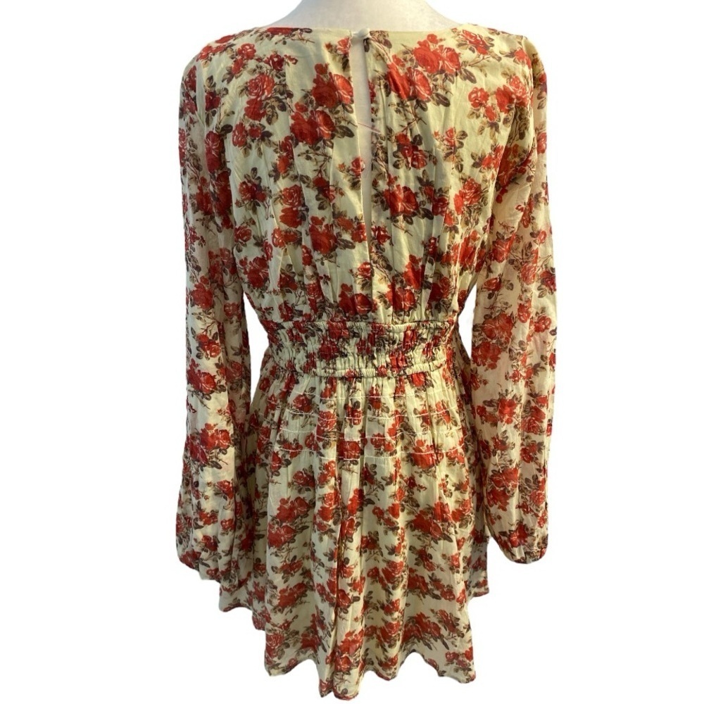 Free People BNWOT Keep You Mini Dress Floral V-Neck Size M - Picture 7 of 13